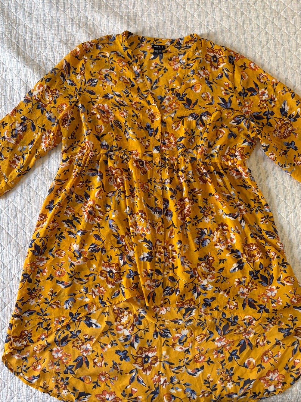 torrid Mustard Floral Button-Front Tunic
